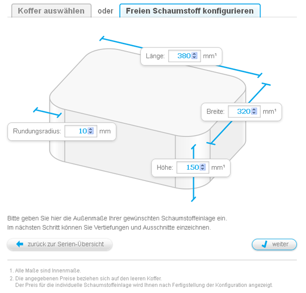 Individuelle Schaumstoffeinsätze für Waffenkoffer