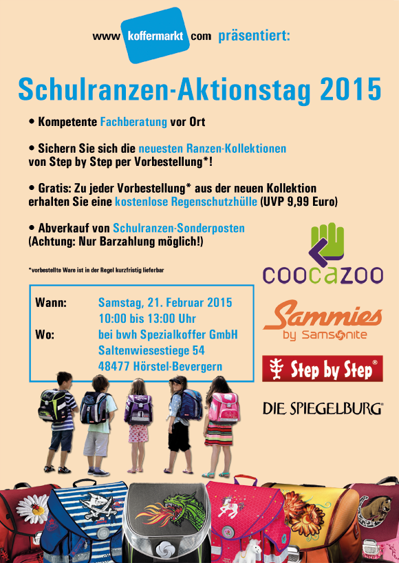 Plakat Schulranzen-Aktionstag Februar 2015