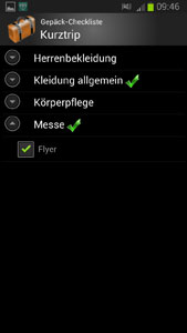 Screenshot abhakte Checklisten