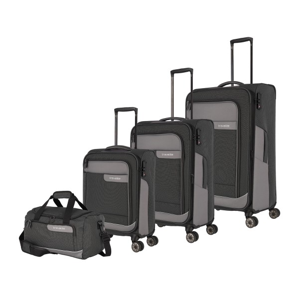travelite Viia Trolley Set 55/67/77 cm 4 Rollen mit Reisetasche