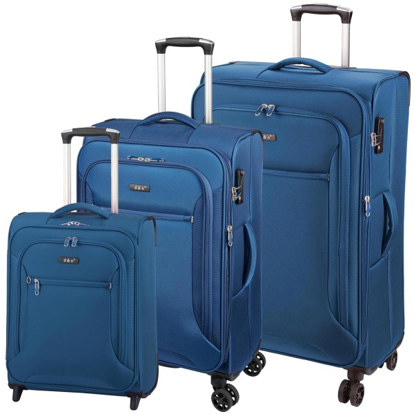 d&n Travel Line 6404 Trolley-Set 3-teilig 4 Rollen blau