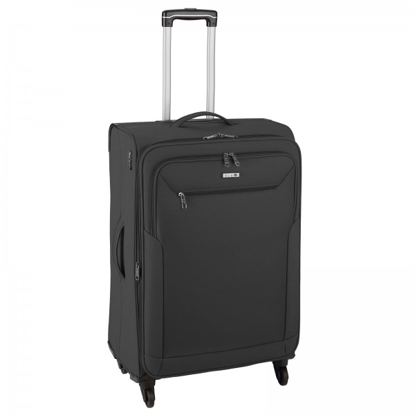 d&n Travel Line 6804 Trolley 66 cm 4 Rollen erweiterbar schwarz Frontansicht