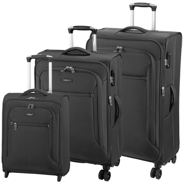 d&n Travel Line 6404 Trolley-Set 3-teilig 4 Rollen schwarz