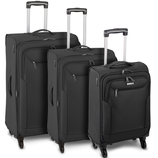 d&n Travel Line 6804 Trolley-Set 55/66/76 cm 4 Rollen schwarz