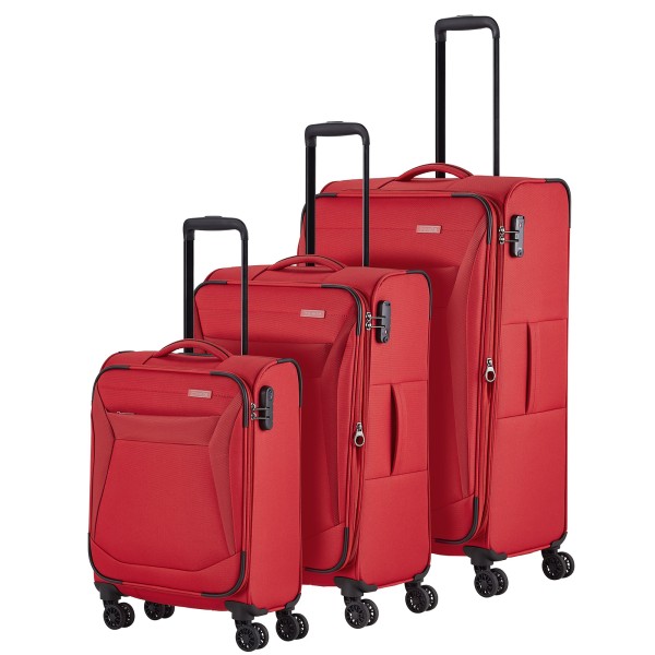 travelite Chios Kofferset S/M/L 4 Rollen rot