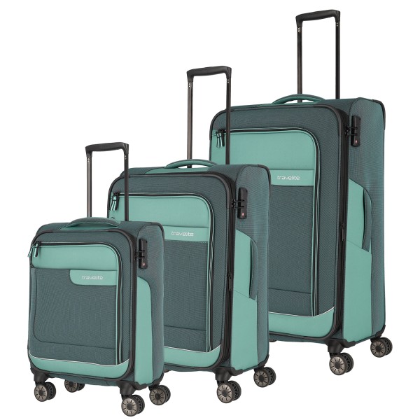 travelite Viia Trolley Set 55/67/77 cm 4 Rollen eukalyptus