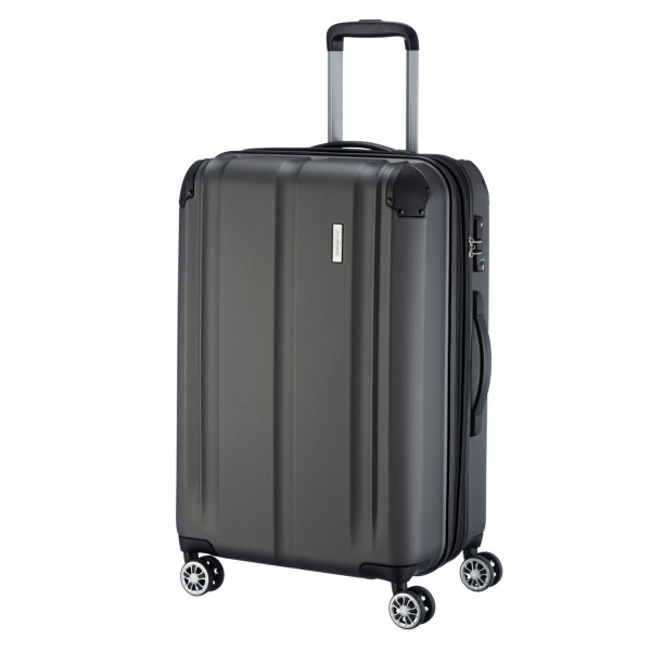 travelite City Trolley 68 cm 4 Rollen erweiterbar anthrazit Schrägansicht