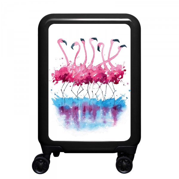 meinTrolley Flamingo Aquarell 55cm 4 Rollen schwarz