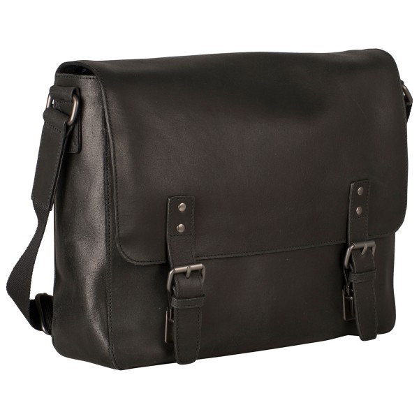 Leonhard Heyden Dakota Umhängetasche 38 cm mit Schnallen schwarz