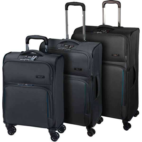 d&n Travel Line 7904 Trolley-Set 55/69/79 cm 4 Rollen schwarz