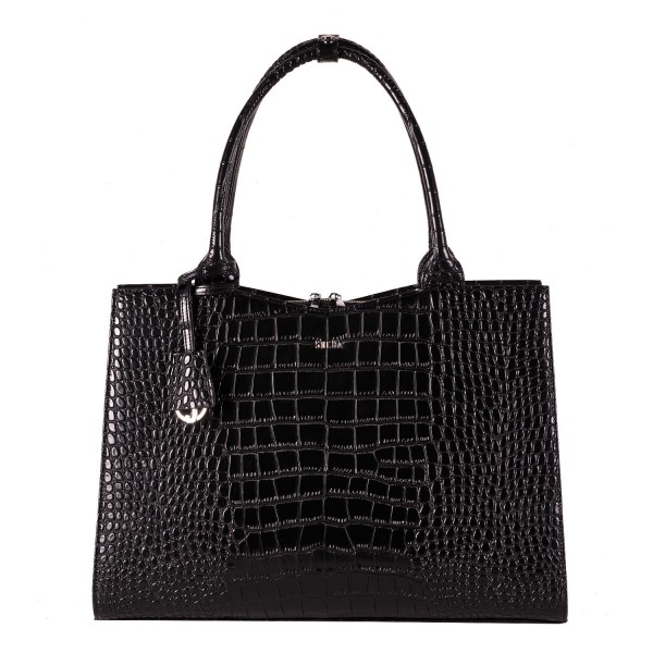 SOCHA Business-Handtasche Crocodile 44 cm black Frontansicht