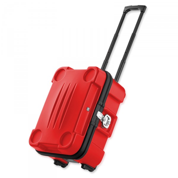 bwh Koffer Casys Typ 1 Transportbox 46 cm rot 2 Rollen mit Trolley - Vorderansicht