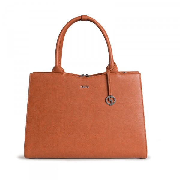 SOCHA Business-Handtasche Straight Line 44 cm Cognac Frontansicht