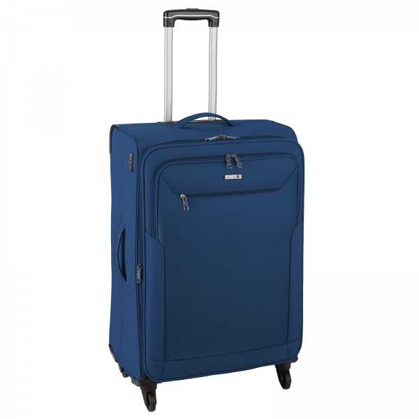 d&n Travel Line 6804 Trolley 66 cm 4 Rollen erweiterbar blau Frontansicht