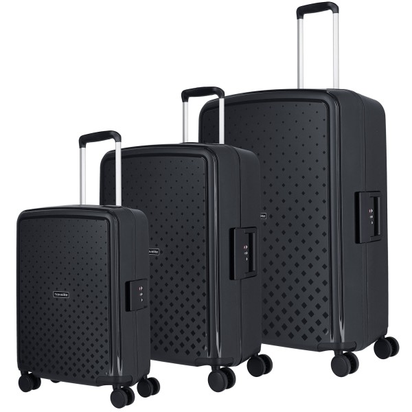 travelite Terminal Trolley Set 54/67/76 cm 4 Rollen schwarz