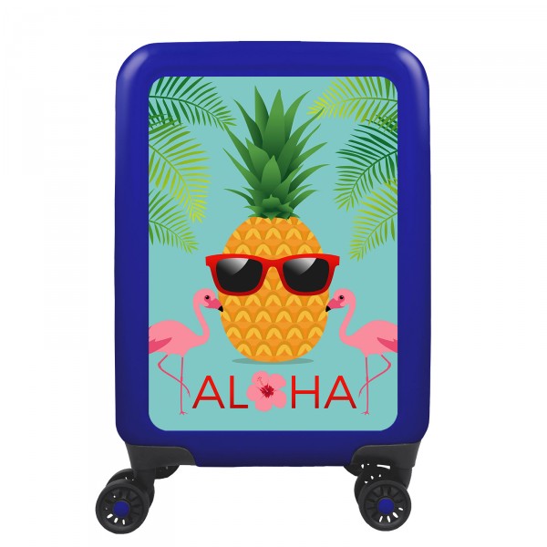 meinTrolley Flamingo Ananas 55cm 4 Rollen blau