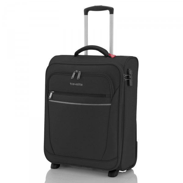 travelite Cabin Kabinentrolley 52 cm 2 Rollen schwarz Schrägansicht