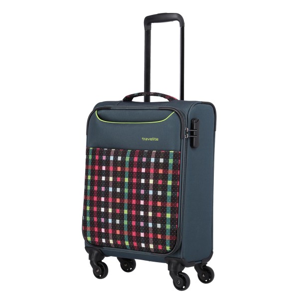 travelite Argon Kabinentrolley 55 cm 4 Rollen karo