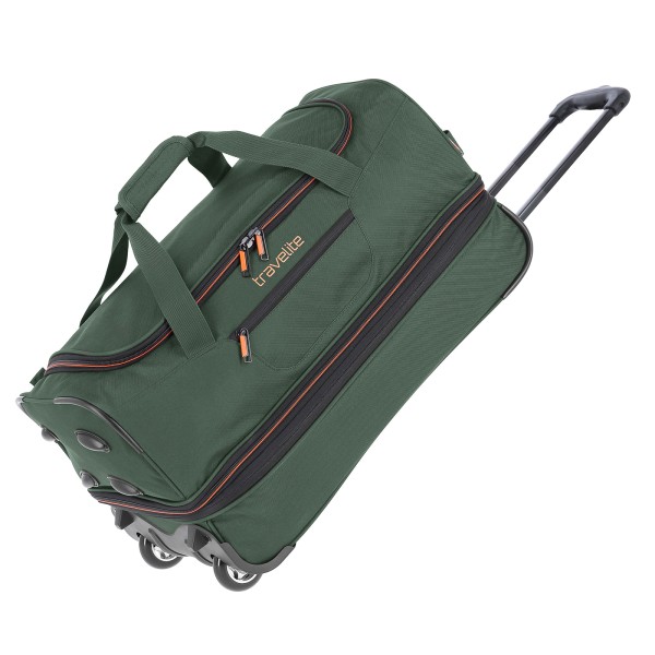 travelite Basics Trolley Reisetasche 55 cm 2 Rollen erweiterbar dunkelgrün 