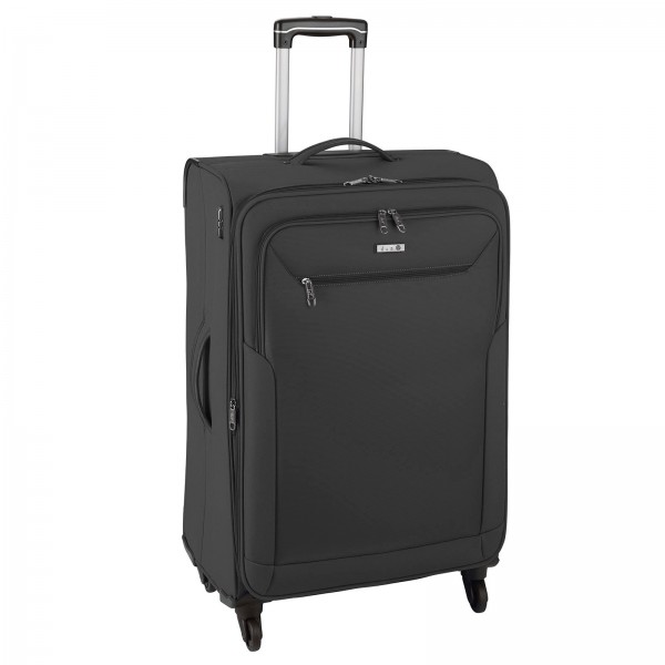 d&n Travel Line 6804 Trolley 76 cm 4 Rollen erweiterbar schwarz Frontansicht