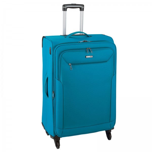 d&n Travel Line 6804 Trolley 76 cm 4 Rollen erweiterbar petrol Frontansicht