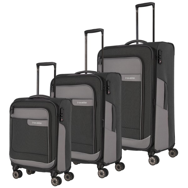 travelite Viia Trolley Set 55/67/77 cm 4 Rollen schiefer