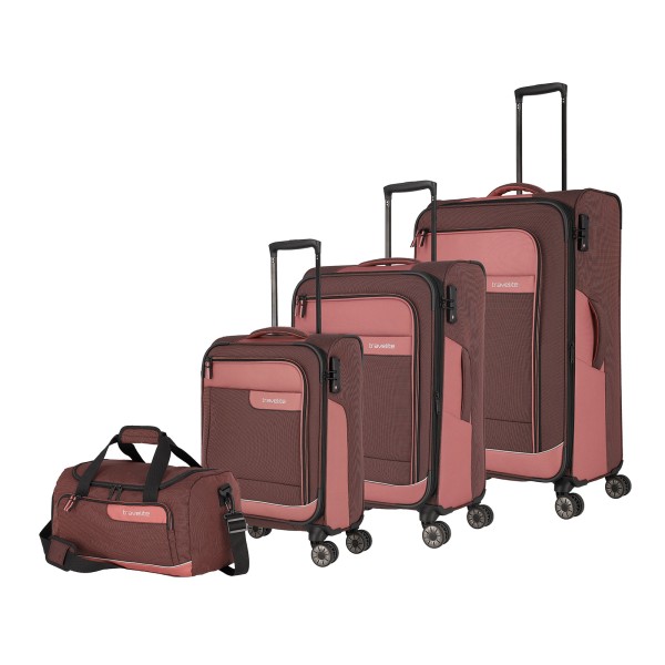 travelite Viia Trolley Set 55/67/77 cm 4 Rollen mit Reisetasche