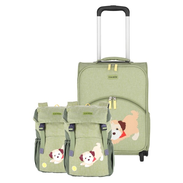 travelite Youngster Kindertrolley 44 cm 2 Rollen und 2x Rucksack grün