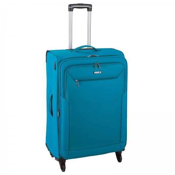 d&n Travel Line 6804 Trolley 66 cm 4 Rollen erweiterbar petrol Frontansicht