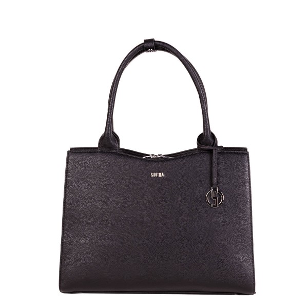 SOCHA Business-Handtasche Straight Line Midi 39 cm deep black Frontansicht