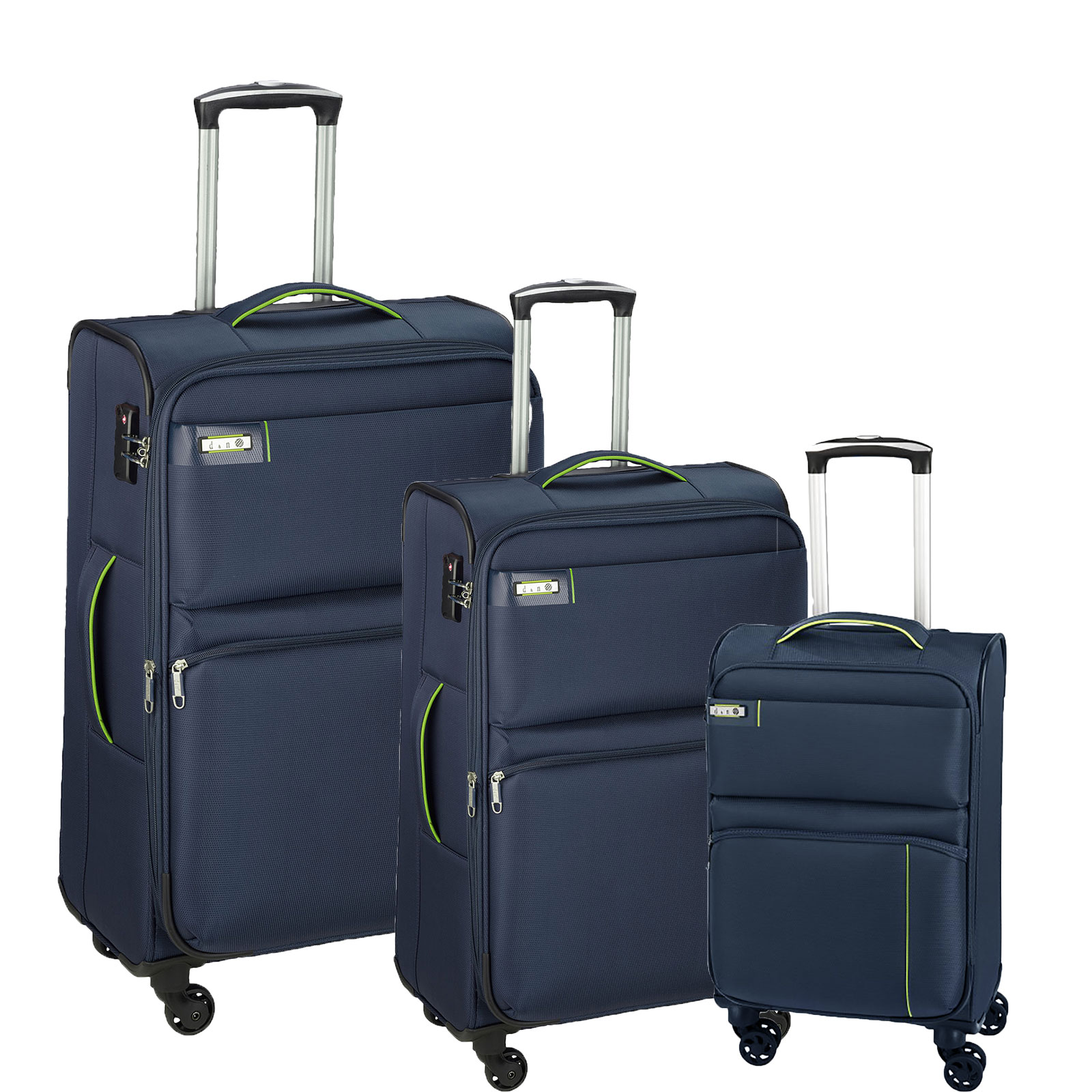 d&n Travel Line 6704 Koffer-Set 3-teilig 4 Rollen S-M-L, Blau