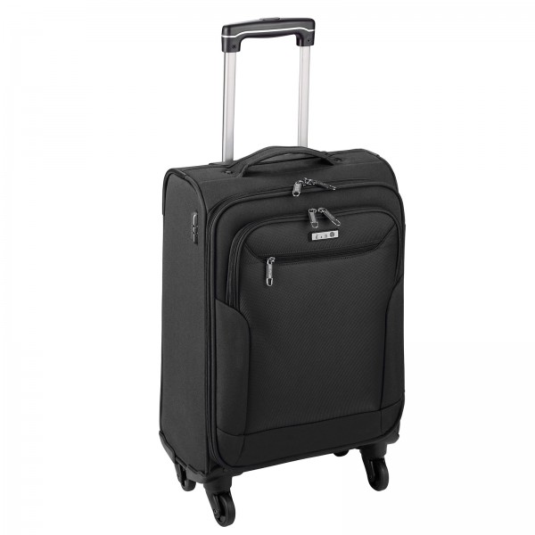 d&n Travel Line 6804 Kabinentrolley 55 cm 4 Rollen schwarz Frontansicht