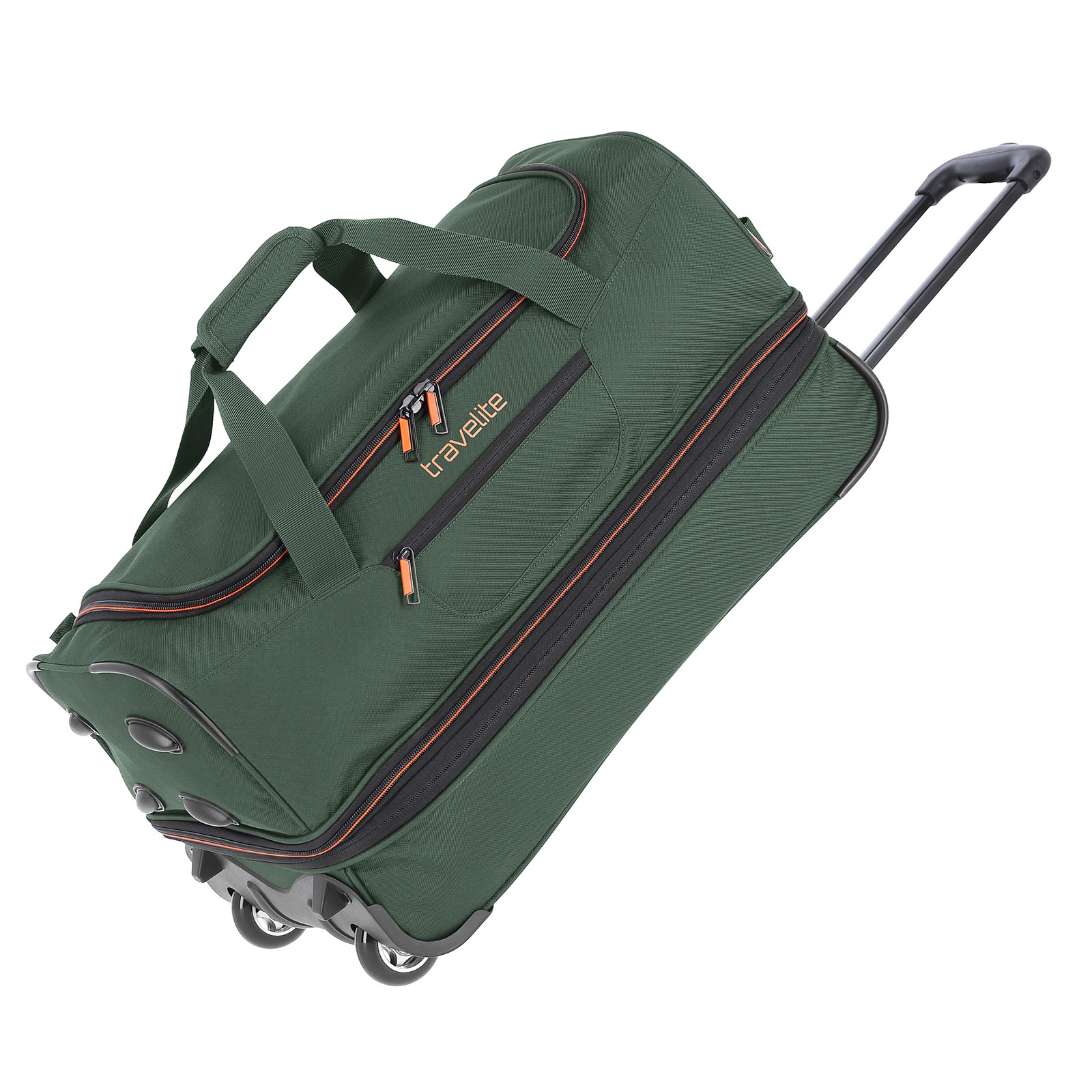 travelite Basics Trolley Reisetasche 55 cm 2 Rollen erweiterbar, Grün