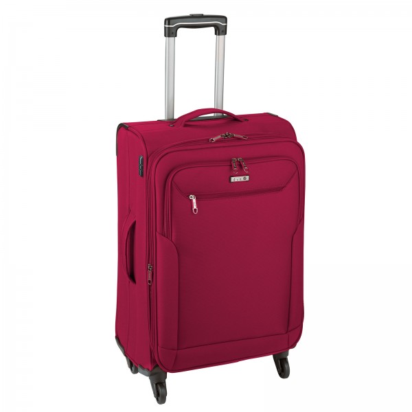 d&n Travel Line 6804 Trolley 66 cm 4 Rollen erweiterbar rot Frontansicht