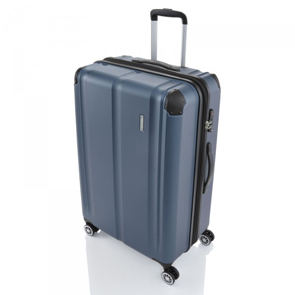 travelite City Trolley 77 cm 4 Rollen erweiterbar marine Schrägansicht 